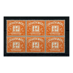 GB 1961-63 1/2d Bright-orange, wmk sideways inverted, block of 6, u/m. SGD56Wi