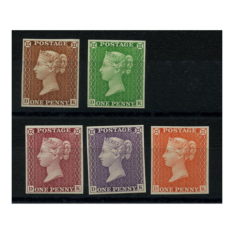 GB 1940 Penny black reprints by Waterlow, in all 5 colours, u/m.