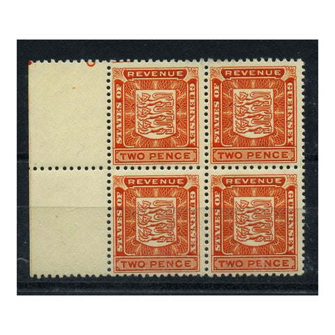 Guernsey 1961 2d Deep-orange, clear impression (DLR), block of 4 u/m. SIMPSON#GRA11a