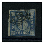 Bavaria 1862-63 6kr Blue, 2.5 margins, good to fine used. SG25_GERC0025U1