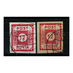 Russian Zone (East Saxony) 1945 12pf Definitive with Russian inscription, cds used, FORGERY. SGRE1_GERMRE0001UF