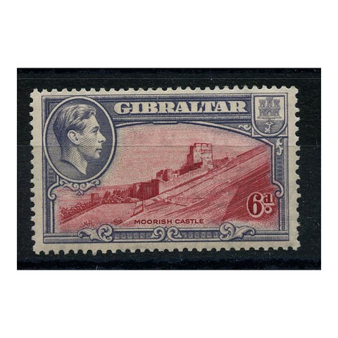 Gibraltar 1938-51 6d Carmine & grey violet, Perf 13½ mtd mint. SG126