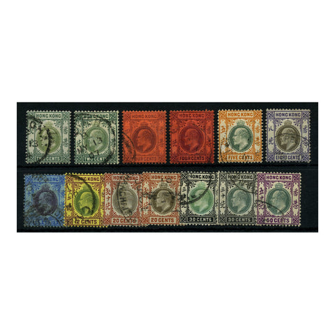 Hong Kong 1904-06 Definitive short set to 50c, inc various pprs, some both, cds used. SG77-85, etc