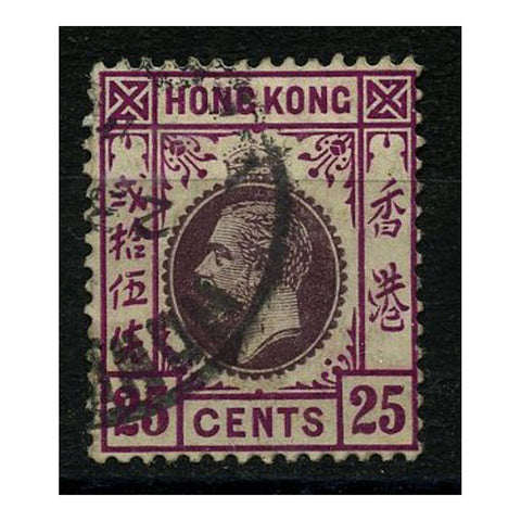 Hong Kong 1912-21 25c Type A, fine cds used. SG108