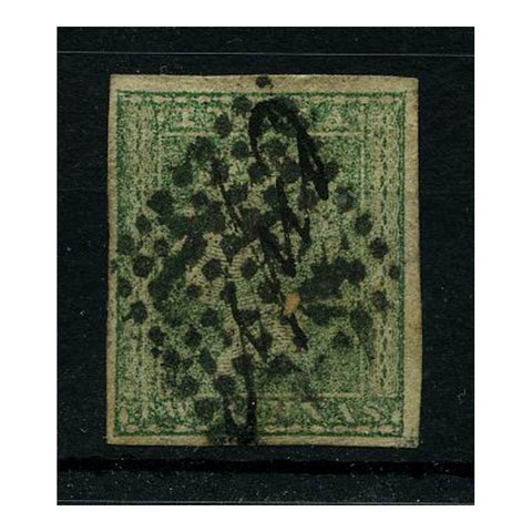 India 1854 2a Green, 4 margins, pen & lozenge cancels. SG31_INDI0031UA
