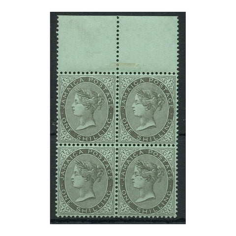 Jamaica 1905-11 1/- Marginal blk of 4, mounted in margin only, u/m. SG54