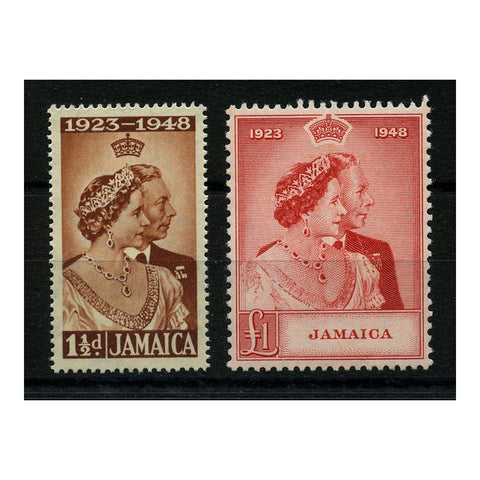 Jamaica 1948 Silver Wedding, u/m. SG143-44