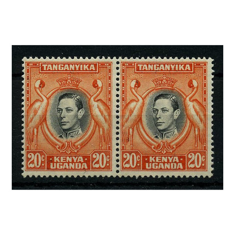 KUT 1951-54 20c Deep-black & orange, perf 13¼x13¾, horiz pair, u/m. SG139ba