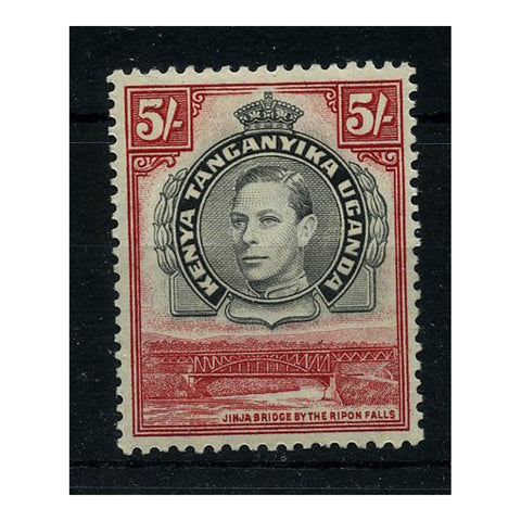 KUT 1938-54 5/- Black+ carmine, perf 13¼x 13¾, fine u/m. SG148