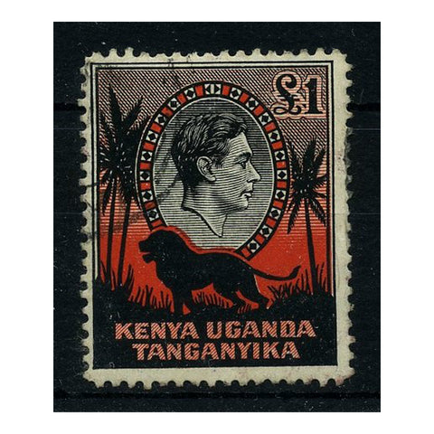 KUT 1954 £1 Black & red, Perf 12.5, fine cds used. SG150b