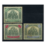 FMS 1904-22 $1-$5 'Elephants,' wmk mult corwn CA, mtd mint, all faulty but presentable. SG48-50