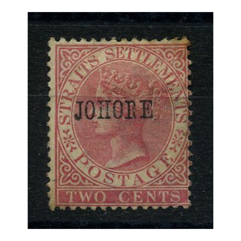 Johore 1886 2c Pale-rose, type 8 ovpt, mtd mint, faulty. SG8