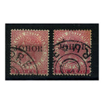 Johore 1884-91 2c Type 10 ovpt, both shades, good to fine used. SG10+c_MALAJ0010U2
