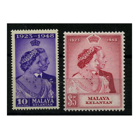 Malaya (Kelantan) 1948 Silver Wedding, lightly mtd mint. SG55-56_MALAL0055MML