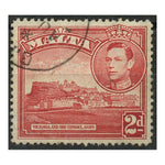 Malta 1943 2d Scarlet, 'flag on citadel' variety, fine cds used. SG221bb