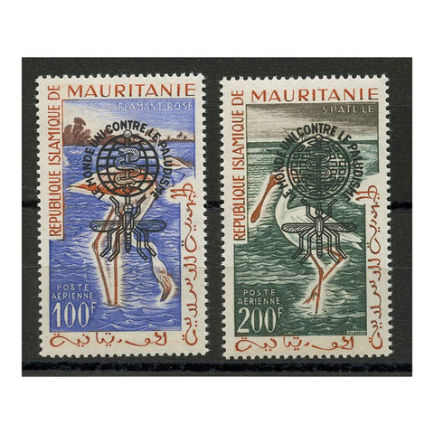 Mauritania 1962 Malaria eradication air values, with type II surcharge, u/m. SG ment, SG151var