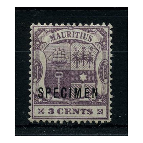 1895-99 3c Dull purple & deep purple optd SPECIMEN fine mtd mint. SG129s_MAUR0129SMM