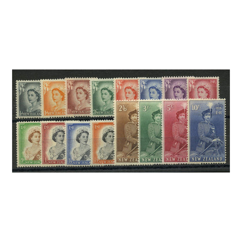 NZ 1953-59 Set to 10/- (16v) fine mtd mint. SG723-736