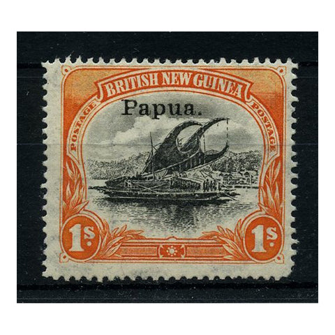 Papua 1906-07 1/- Small ovpt, fine mtd mint. SG44b