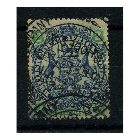 Rhodesia 1896-97 Die II 2/- Indigo & green/pale buff, fine cds used. SG47_RHOD0047U