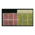 Rhodesia 1898-1908 3d & 4d Defins, blocks of 6, cds used, 4d some seperation. SG81-82_RHOD0081U6A