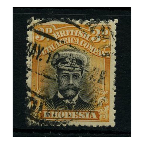 Rhodesia 1913-19 3d Black+ buff, die II, perf 14, fresh cds used. SG223_RHOD0223U
