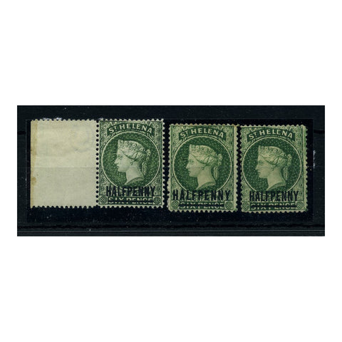 St Helena 1884-94 ½d All 3 types, all fine mtd mint. SG34-36