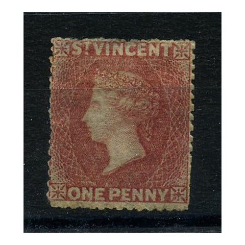 St Vincent 1861 1d Rose-red, rough perf, mtd mint, minor gum adhestion. SG1