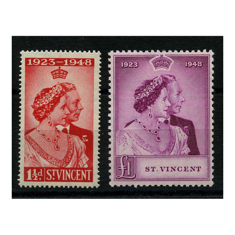 St Vincent 1948 Silver Wedding, mtd mint. SG162-63_SALV0162MM