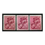 Seychelles 1938-49 18c Coco Palm, all 3 types, fresh mtd mint. SG139c-cb