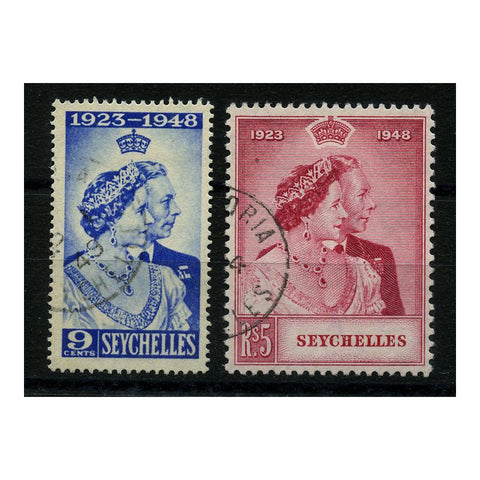 Seychelles 1948 Silver Wedding, fine cds used. SG152-53_SEYC0152U