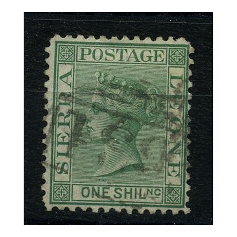 Sierra Leone 1873 1/- Green, WMK upright, perf 12-1/2, good to fine used. SG15_SIER0015U