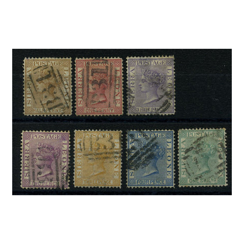 Sierra Leone 1876 Definitive set, WMK CC, perf 14, good to fine used. SG16-22_SIER0016U