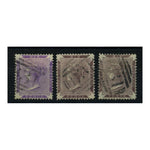 Sierra Leone 1885-96 6d WMK crown CC, all 3 shades, good to fine used. SG35-37_SIER0035U3