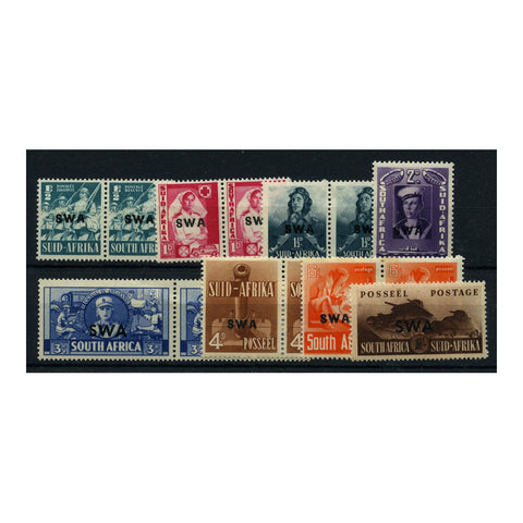 SWA 1941-43 War Effort basic set missing 1/3d, lightly mtd mint. SG114-19, 121-22