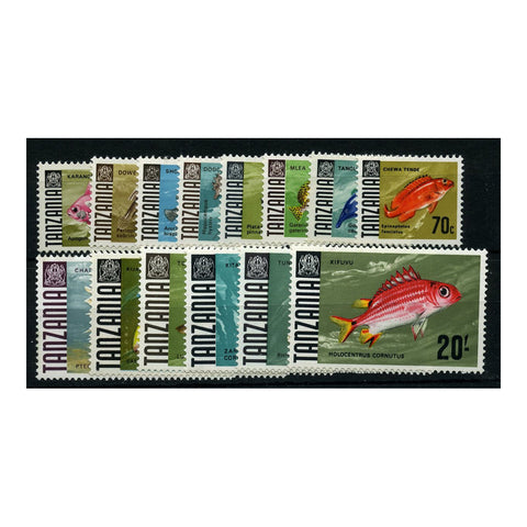 Tanzania 1970-73 Fish set to 20/-, on glazed ppr, u/m. SG142a-57a