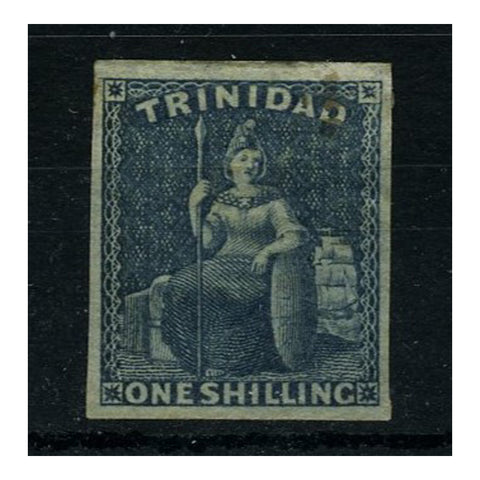 Trinidad 1859 1/- Indigo, fine mtd mint with 4 margins. SG29