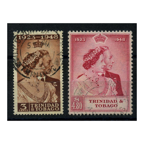 Trinidad & Tobago 1948 Silver Wedding, fine used. SG259-60_TRIO0259U