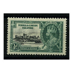 Turks & Caicos 1935 1/2d Jubilee, 'lightning conductor' type flaw, but left, fresh mtd mint. SG187va_TURKSC0187MMV