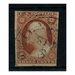 USA 1851-57 3c Washington Copper-brown Type 1 fine used 3+ margins  Cat.£100 SG12a_USA0012AU