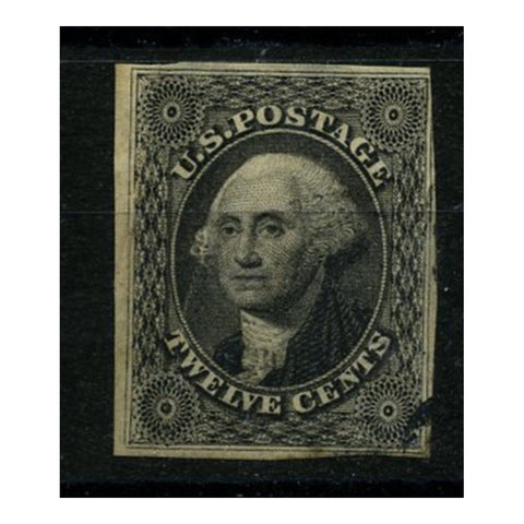 USA 1851-57 12c Grey-black, 4 margins, faulty, attractive from front. SG19