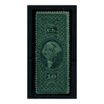 USA 1868 $10 Green (Charter Party), perf, straight edge, tidy manuscript used. SC#R93c_USAR0093CU