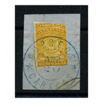 Venezuela 1859 1/2r Yellow, fine impression, used on small fragment, tied with tidy cds. SG1