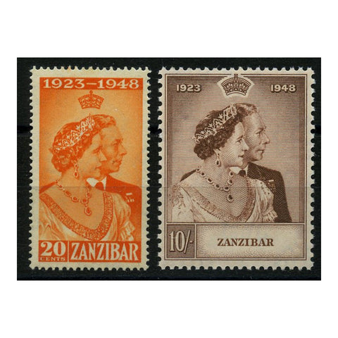 Zanzibar 1948 Silver Wedding, u/m. SG333-34