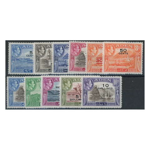 Aden 1951 Surcharge set to 10/- on 10r (11v) fine mtd mint. SG36-46