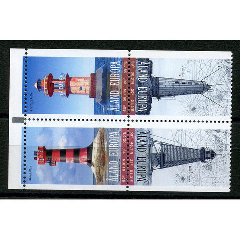 Aland 2008 Lighthouses, u/m. SG311-14 tete-bech from booklet