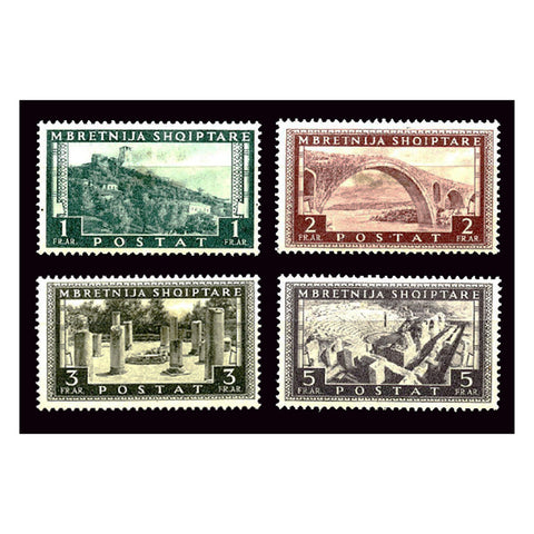 Albania 1939-40 1f-5f Top value pictorial definitives, fresh mtd mint, minor faults. SG361-64