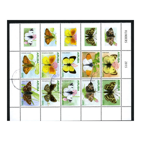 Aruba 2015 Butterflies, cto used. SG828-37 se-tenant