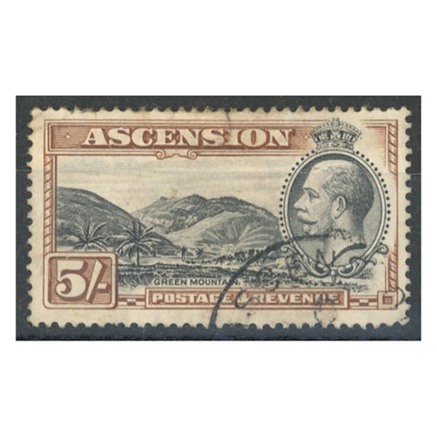 Ascension 1934 5/- Green Mountain, cds used, faulty. SG30