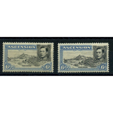 Ascension 1938-53 6d Black + blue, both perfs, u/m, SG43 gum tone. SG43+b